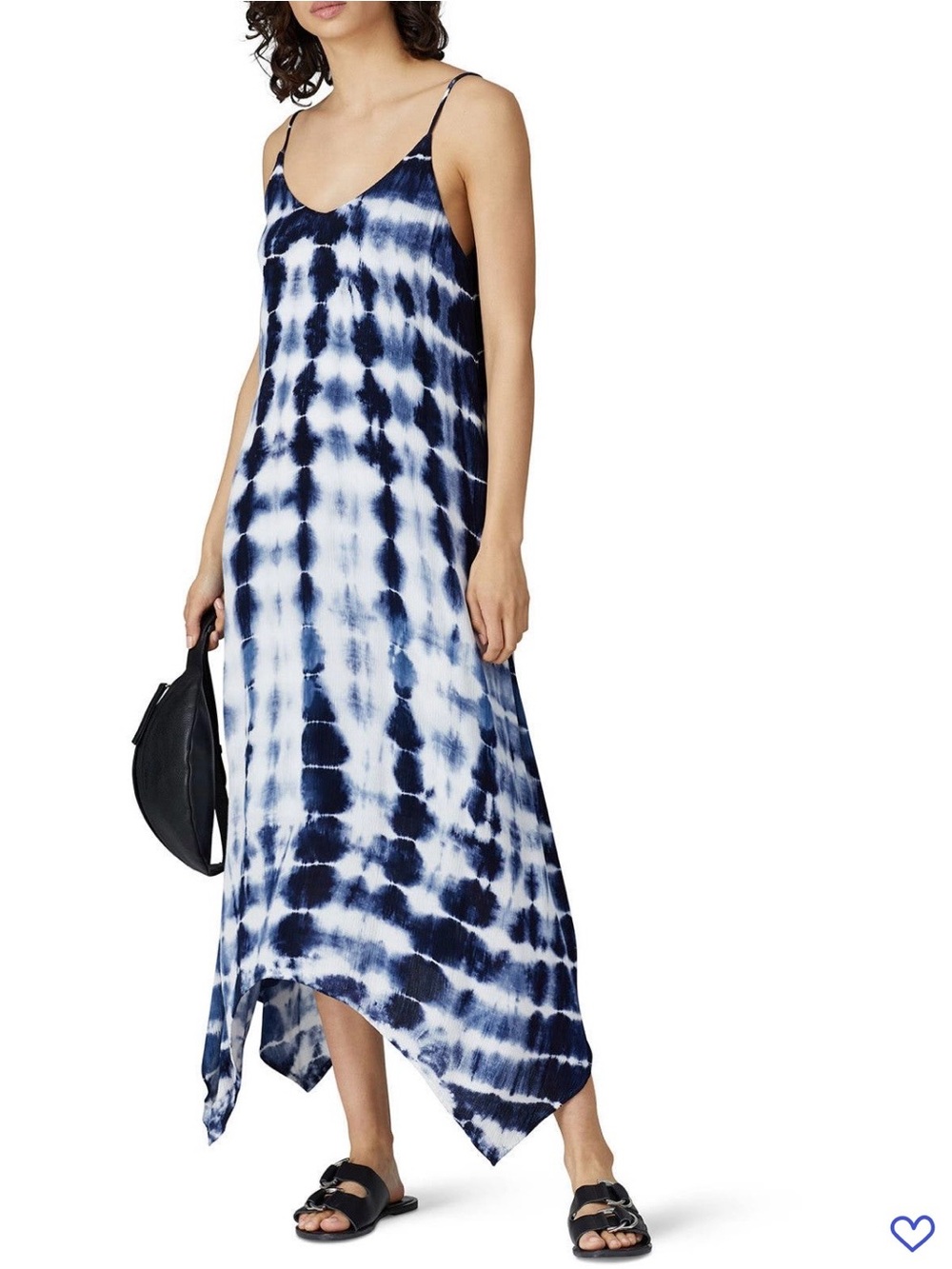 Tie-Dye Navy & White Spaghetti Strap Dress